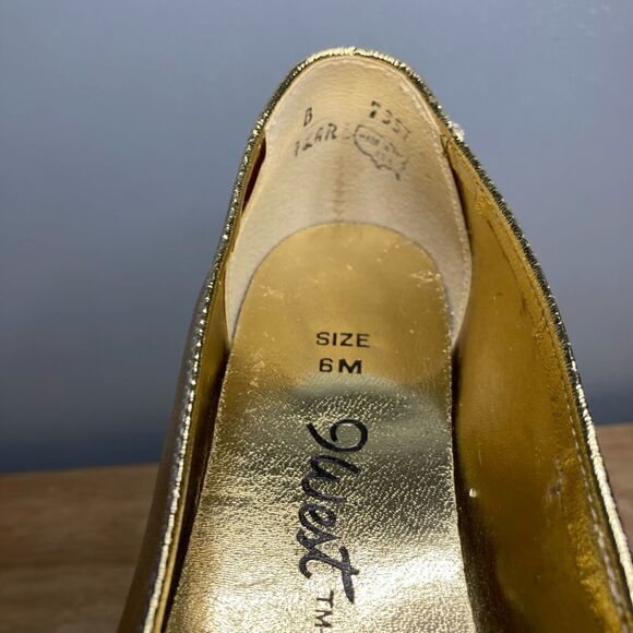 9 West Nine West Gold Metallic Vintage Loafers Rhinestone Pointed Toe Women’s 6 - Picture 8 of 12
